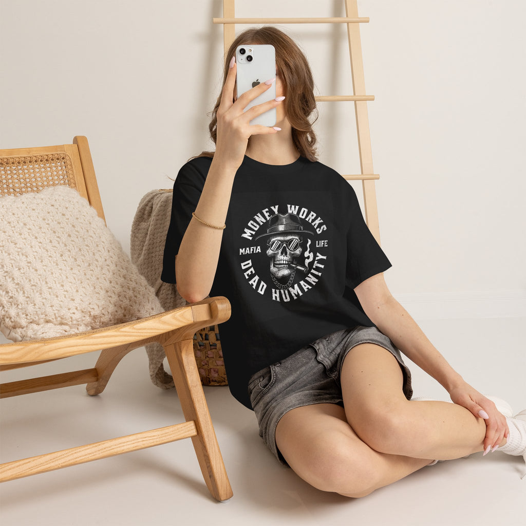 Money Works Dead Humanity Skull Tee
