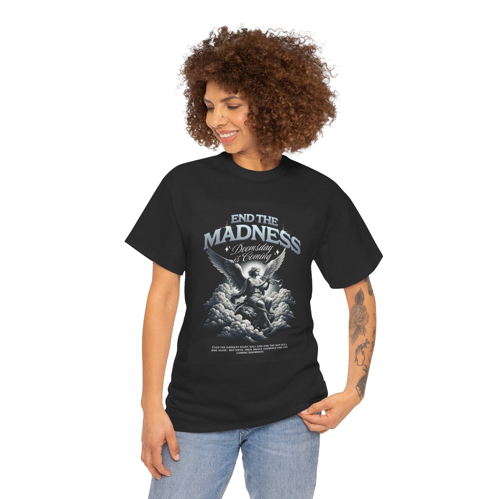 End the Madness Angel Graphic Tee — Vintage Gothic Band-Style T-Shirt