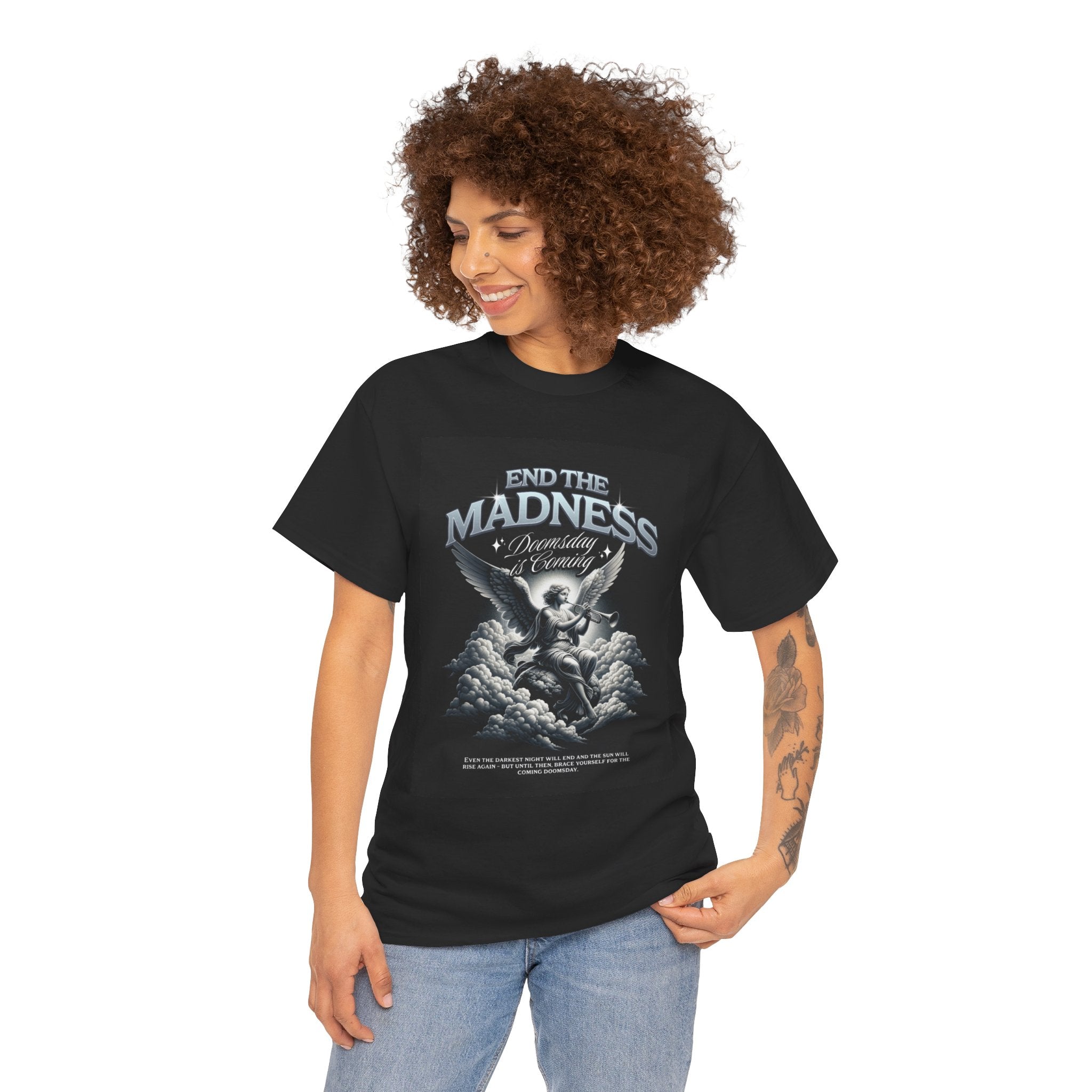 End the Madness Angel Graphic Tee — Vintage Gothic Band-Style T-Shirt