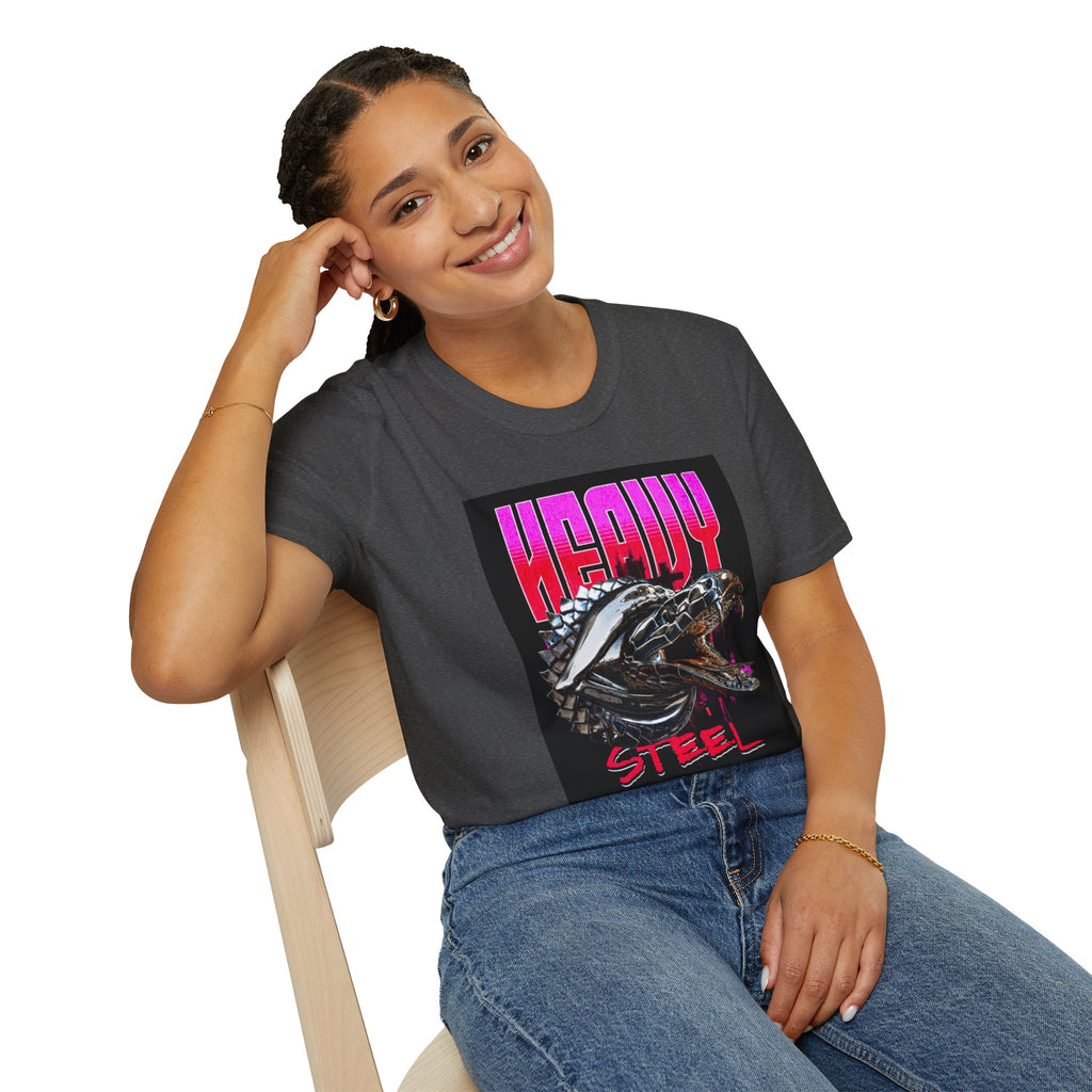 Heavy Steel T-Shirt — Retro Motorcycle Skull Graphic Tee