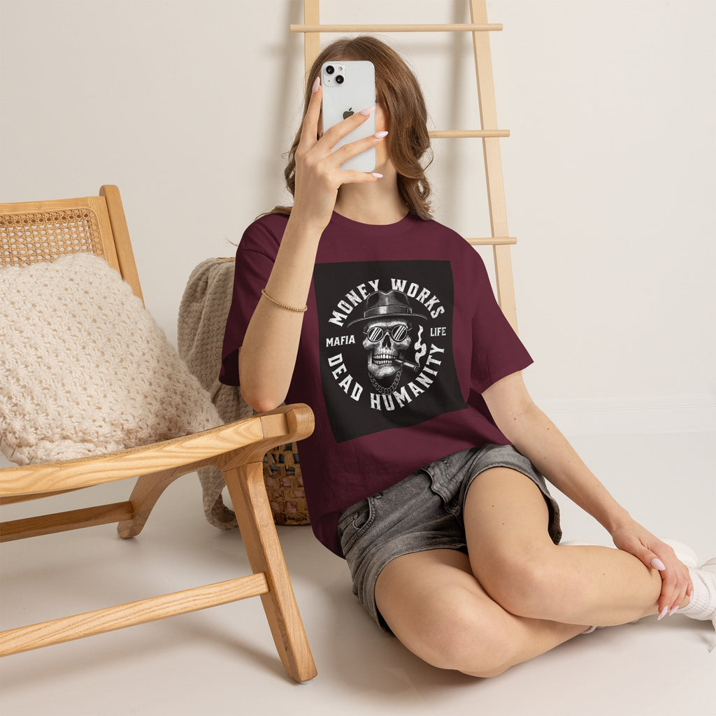 Money Works Dead Humanity Skull Tee