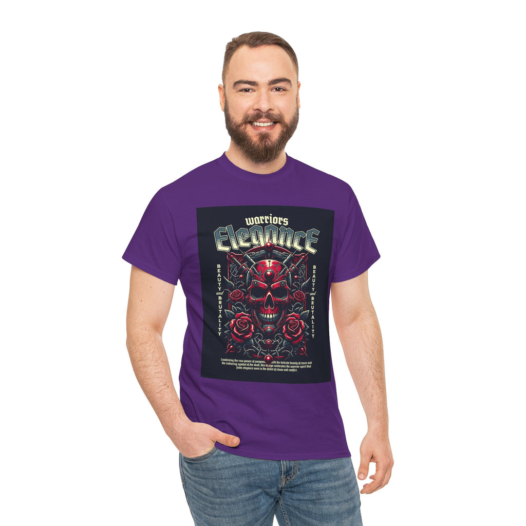 Warriors Electric Skull T‑Shirt — Red Skull & Roses Rock Graphic Tee