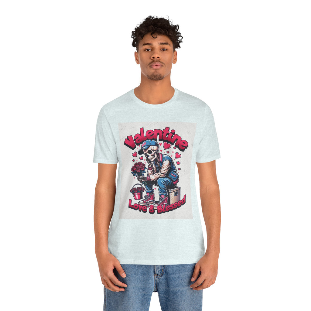 Valentine Skull T-Shirt – "Love & Blessed" Gothic Valentine Tee