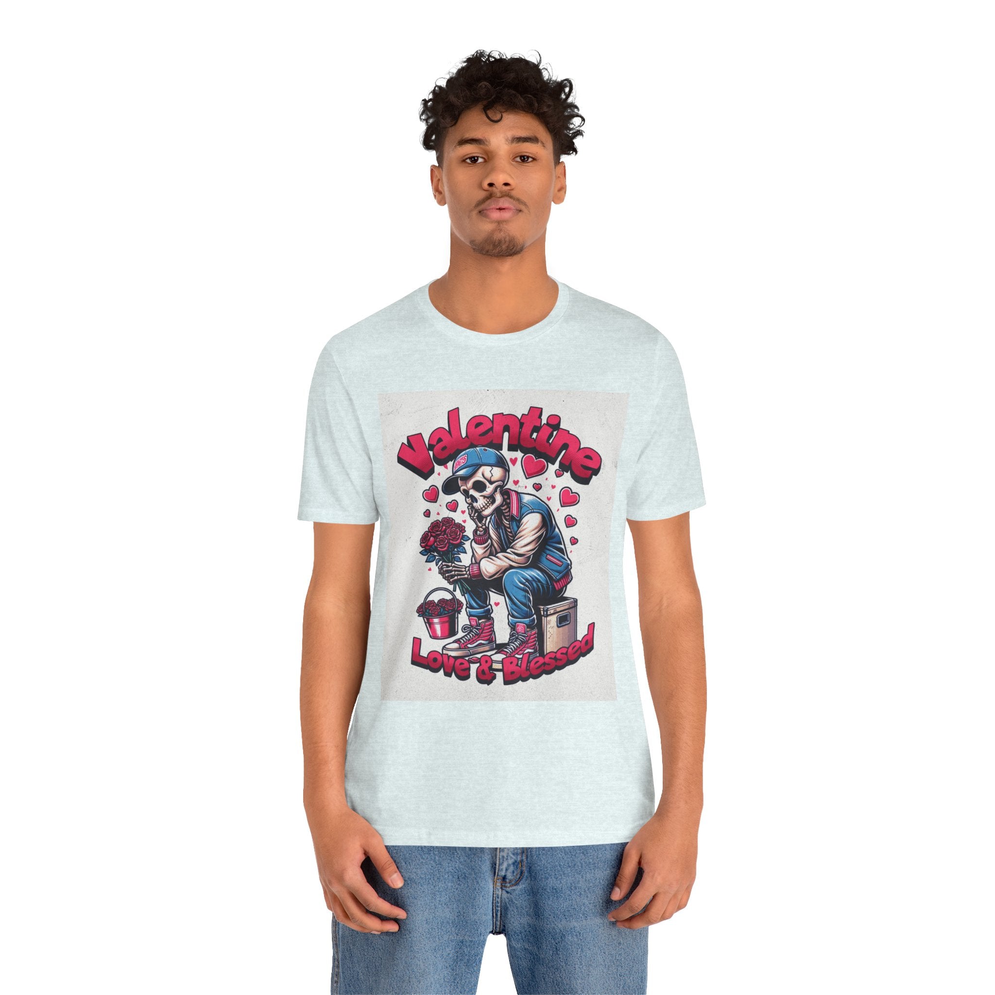 Valentine Skull T-Shirt – "Love & Blessed" Gothic Valentine Tee