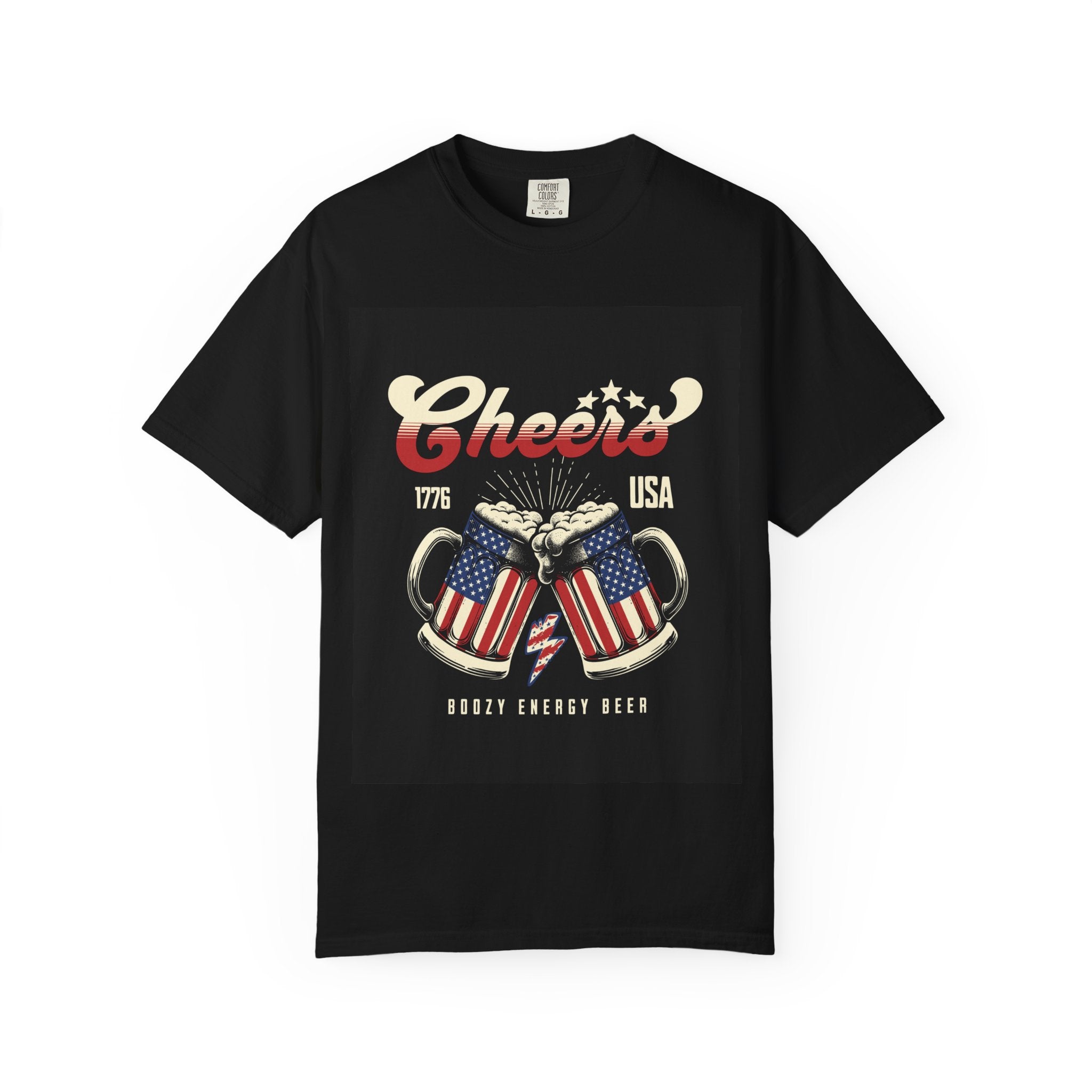Cheers USA T-Shirt — Patriotic Beer Mugs Graphic Tee (1776)