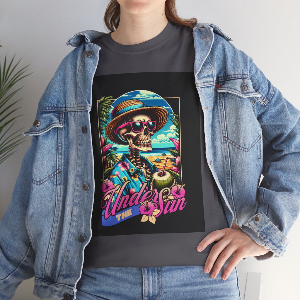 Skull Beach Tee — "Under the Sun" Retro Surf Graphic T-Shirt