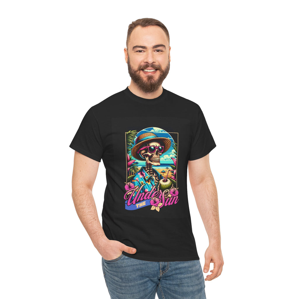 Skull Beach Tee — "Under the Sun" Retro Surf Graphic T-Shirt