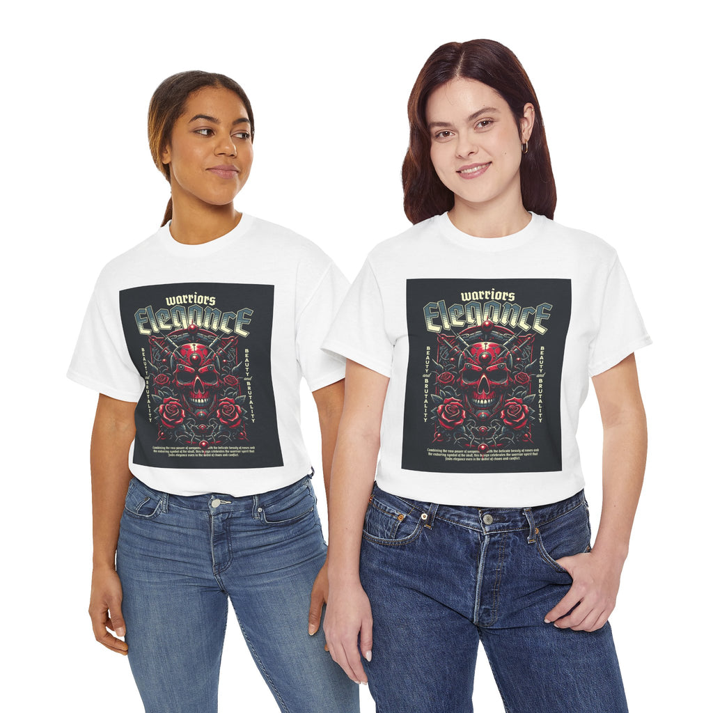 Warriors Electric Skull T‑Shirt — Red Skull & Roses Rock Graphic Tee