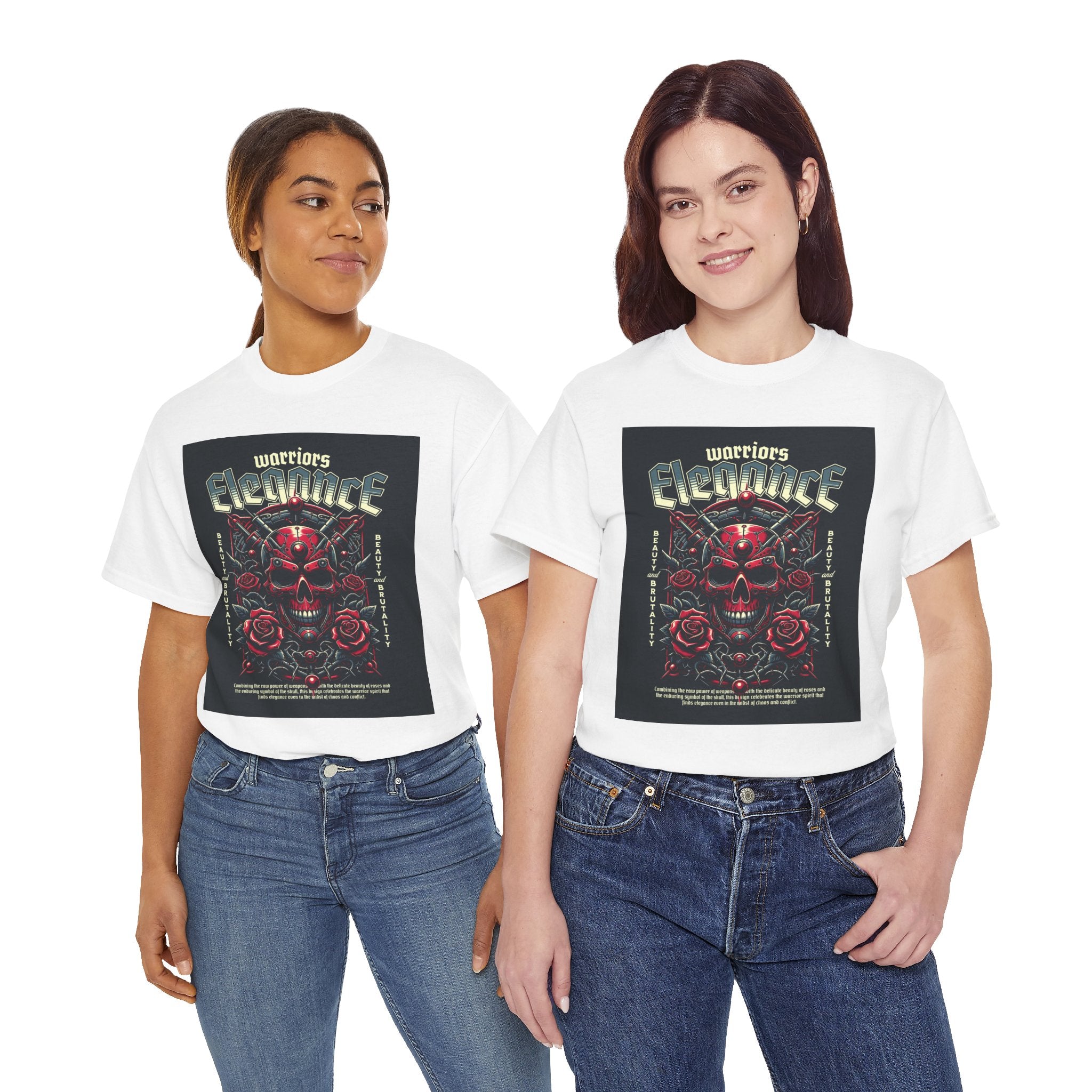 Warriors Electric Skull T‑Shirt — Red Skull & Roses Rock Graphic Tee