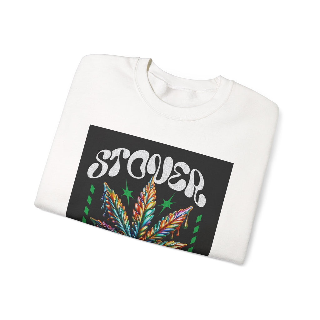 Sweatshirt — Stoner 'Grow Your Own Serenity' Colorful Cannabis Leaf Crewneck
