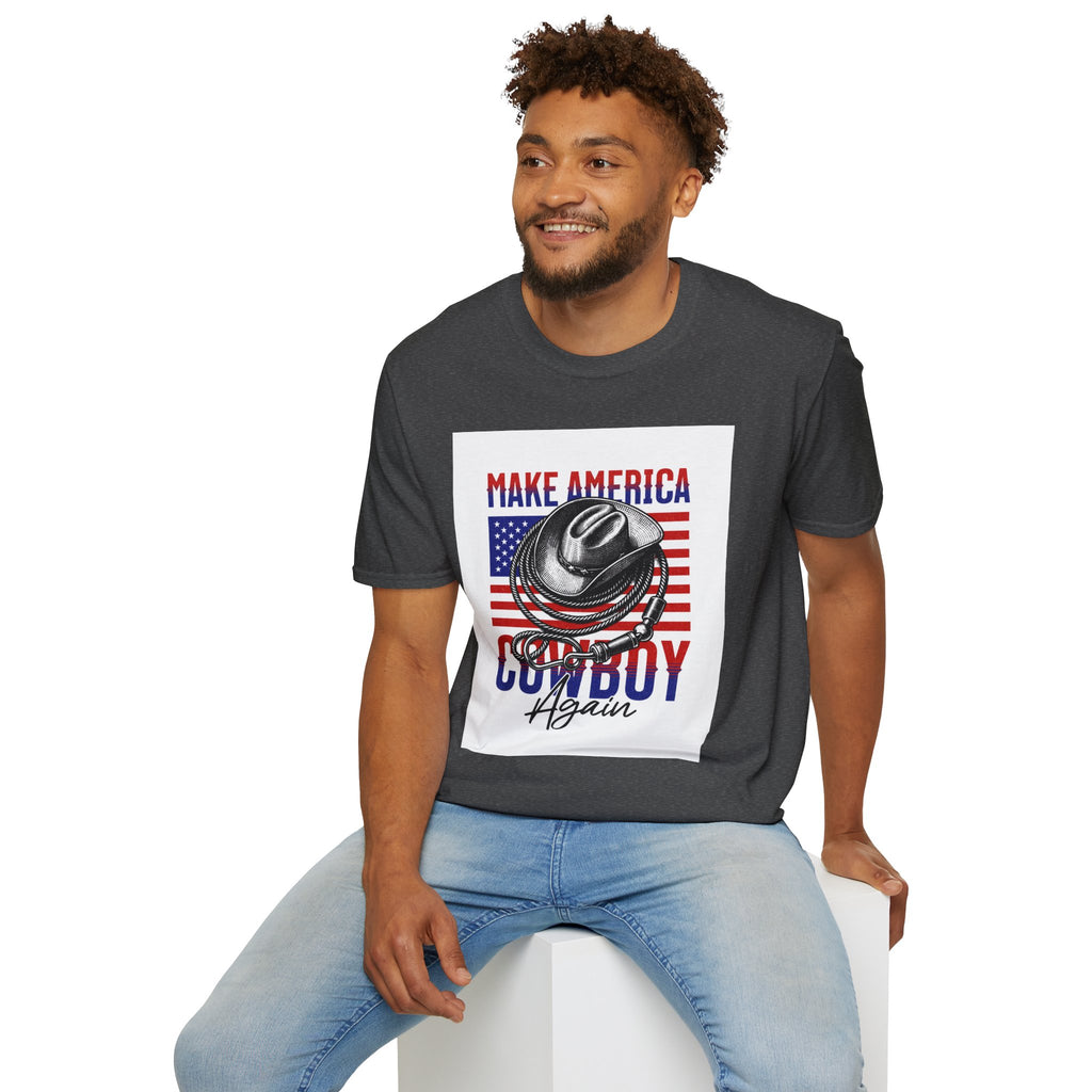 Make America Cowboy Again T-Shirt — Patriotic Western Flag Tee