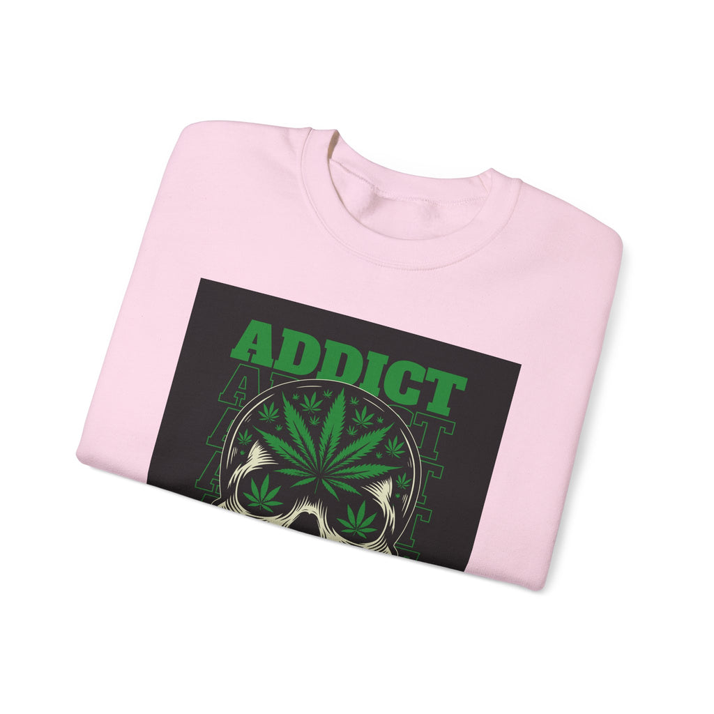 Skull & Cannabis 'Addict' Crewneck Sweatshirt — Conquer Your High Graphic Sweatshirt