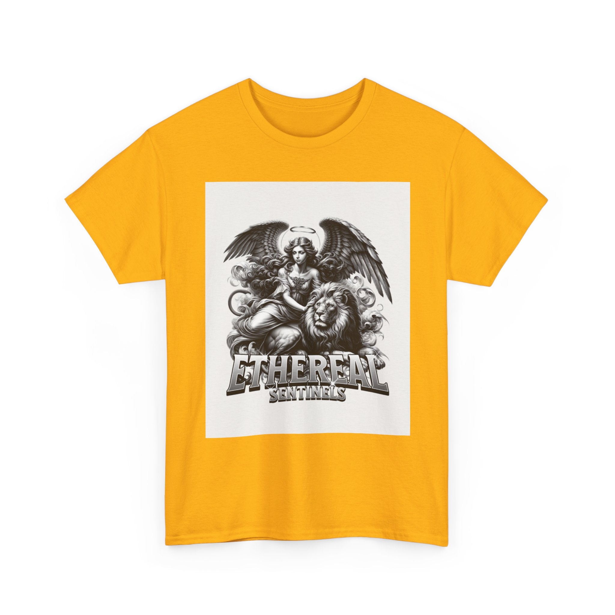 Angel & Lion Graphic Tee — "Ethereal" Vintage Gothic Streetwear