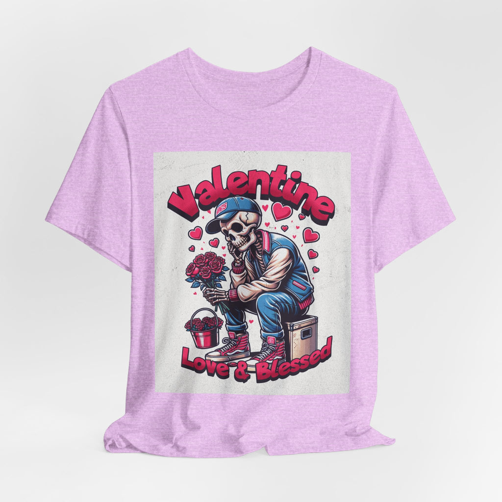 Valentine Skull T-Shirt – "Love & Blessed" Gothic Valentine Tee