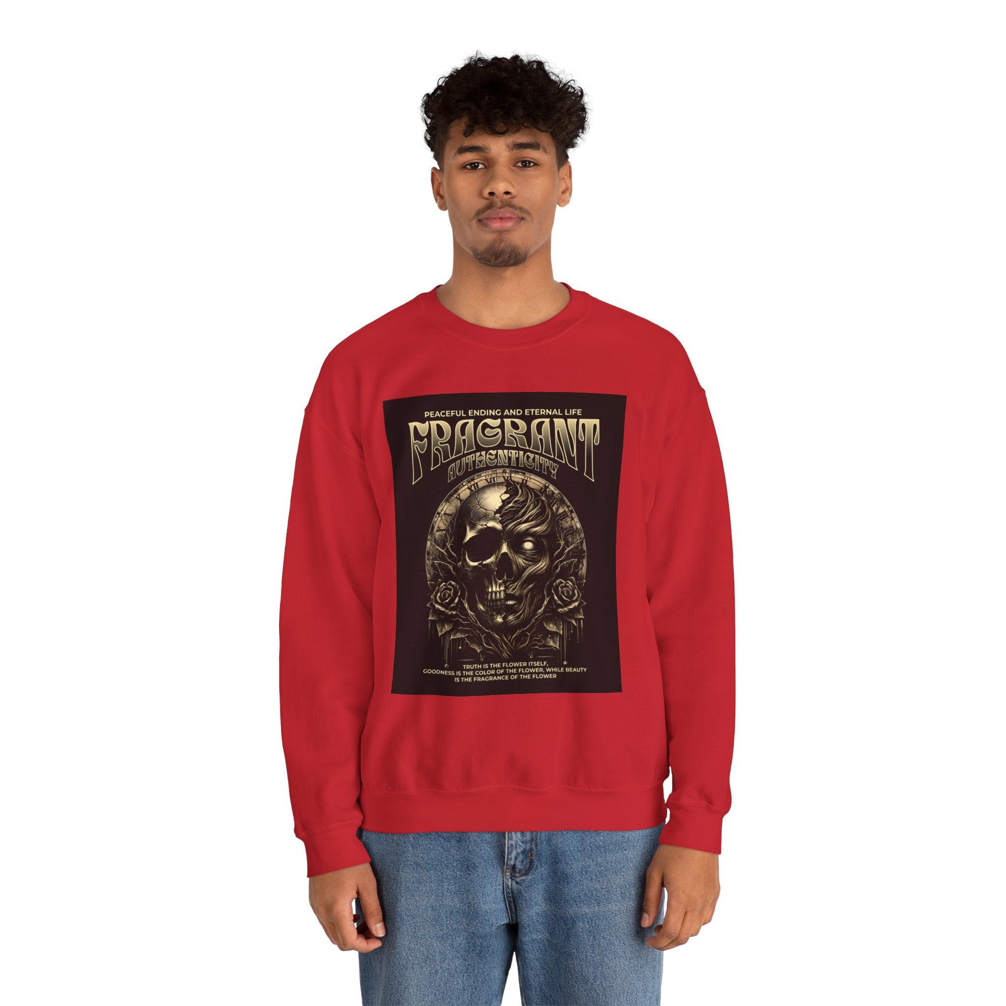 Skull & Roses Crewneck Sweatshirt — “Decrepit” Gothic Graphic