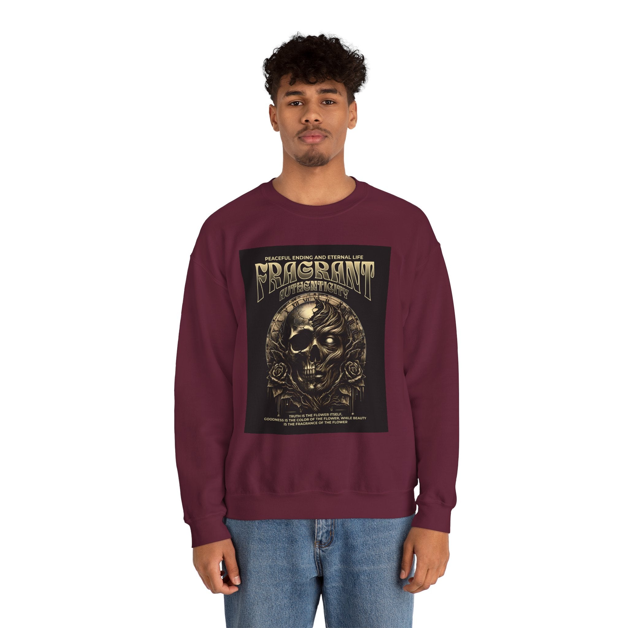 Skull & Roses Crewneck Sweatshirt — “Decrepit” Gothic Graphic