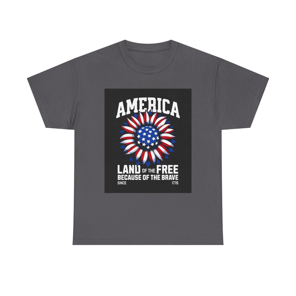 Patriotic America Tee — "Land of the Free Because of the Brave" Cotton T-Shirt