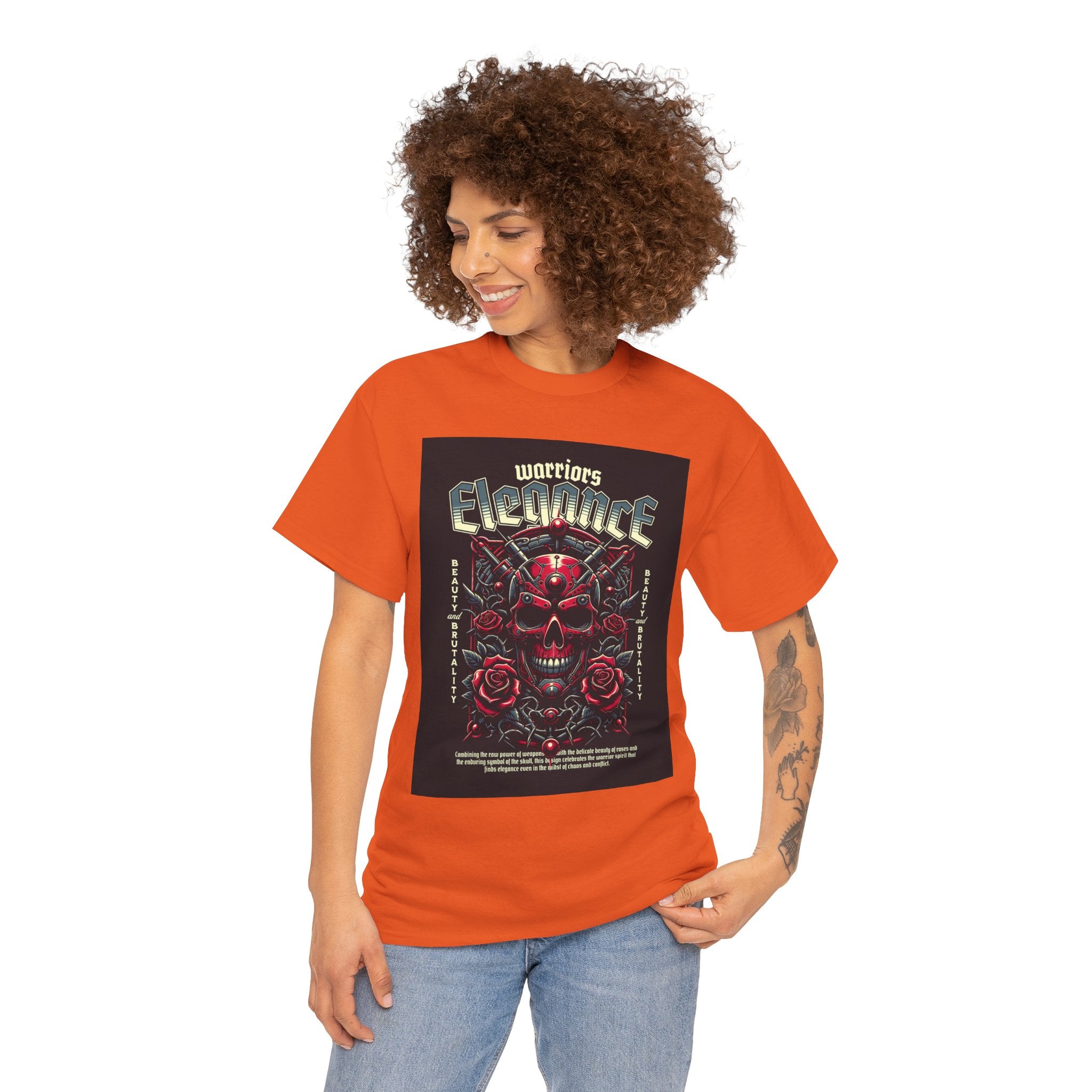 Warriors Electric Skull T‑Shirt — Red Skull & Roses Rock Graphic Tee
