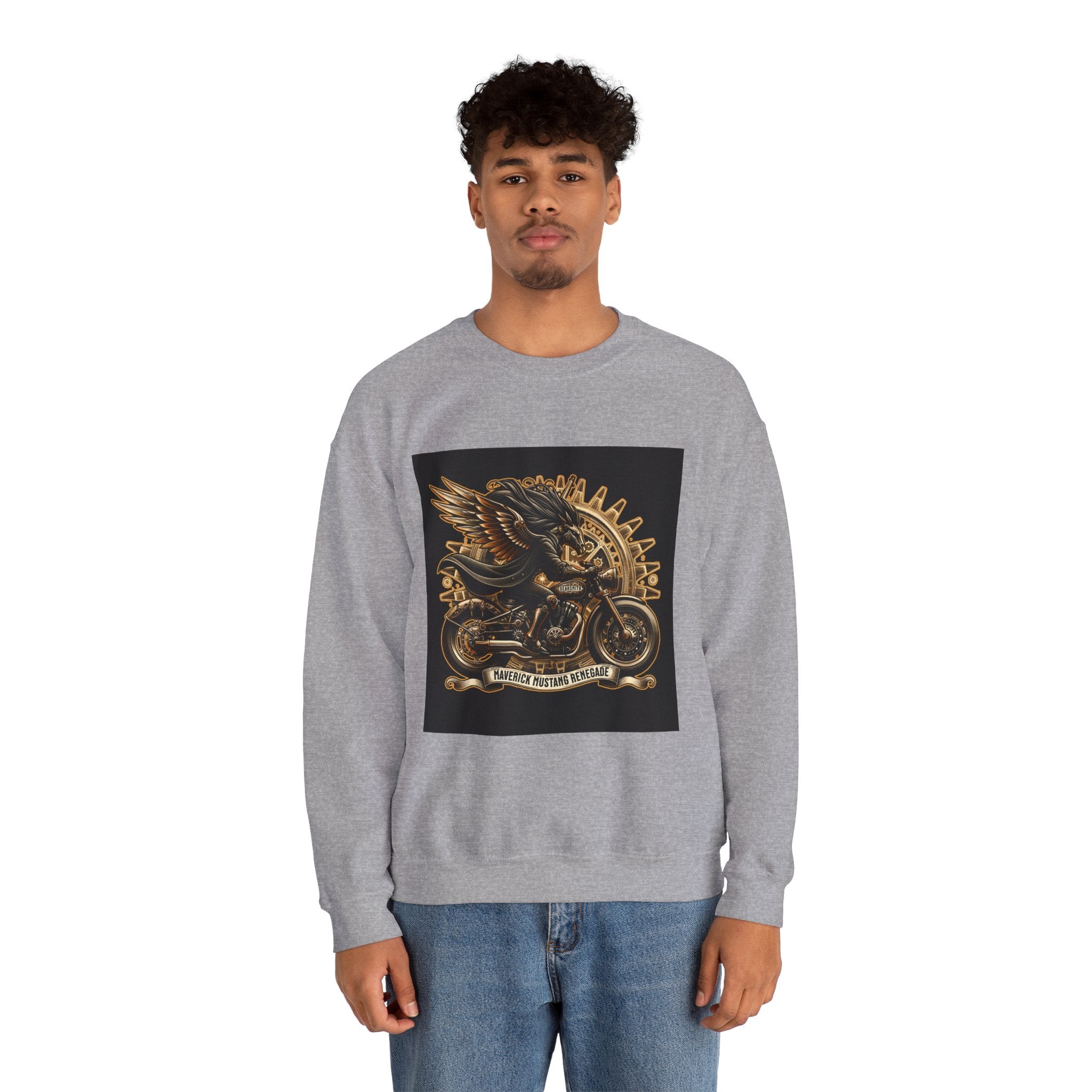 Motorcycle Eagle Crewneck Sweatshirt – "Liberty Rider" Vintage Biker Graphic