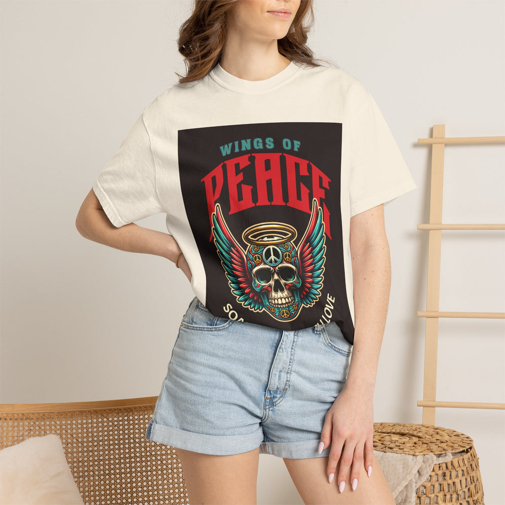 Wings of Peace Skull T-Shirt — "Soar Above With Love" Vintage Graphic Tee