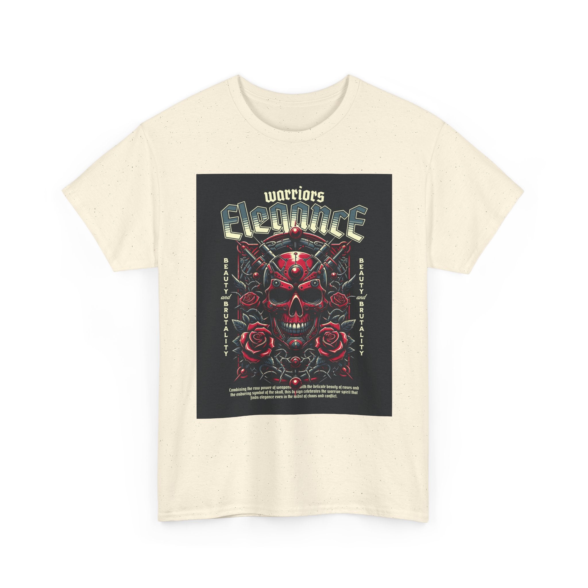 Warriors Electric Skull T‑Shirt — Red Skull & Roses Rock Graphic Tee