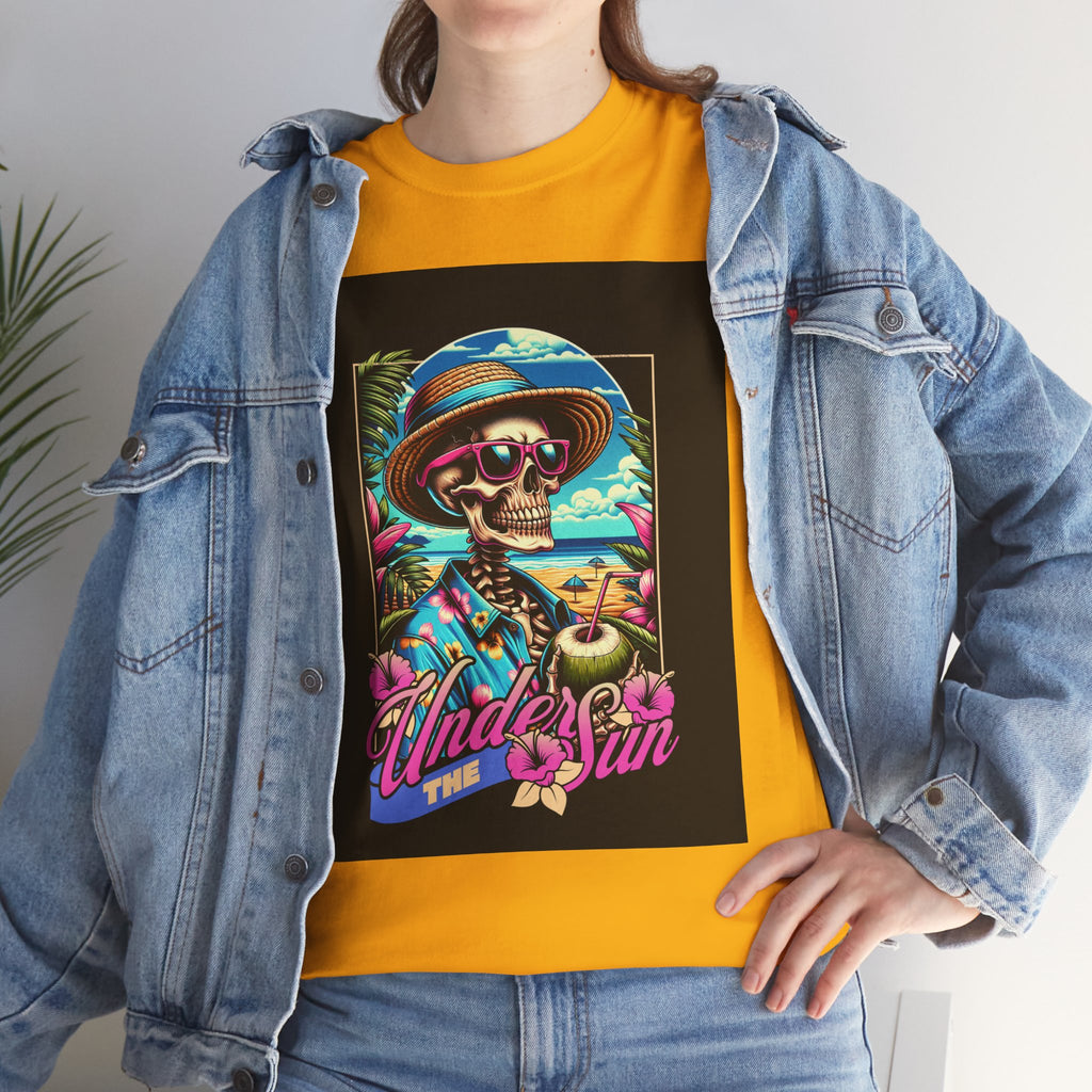 Skull Beach Tee — "Under the Sun" Retro Surf Graphic T-Shirt