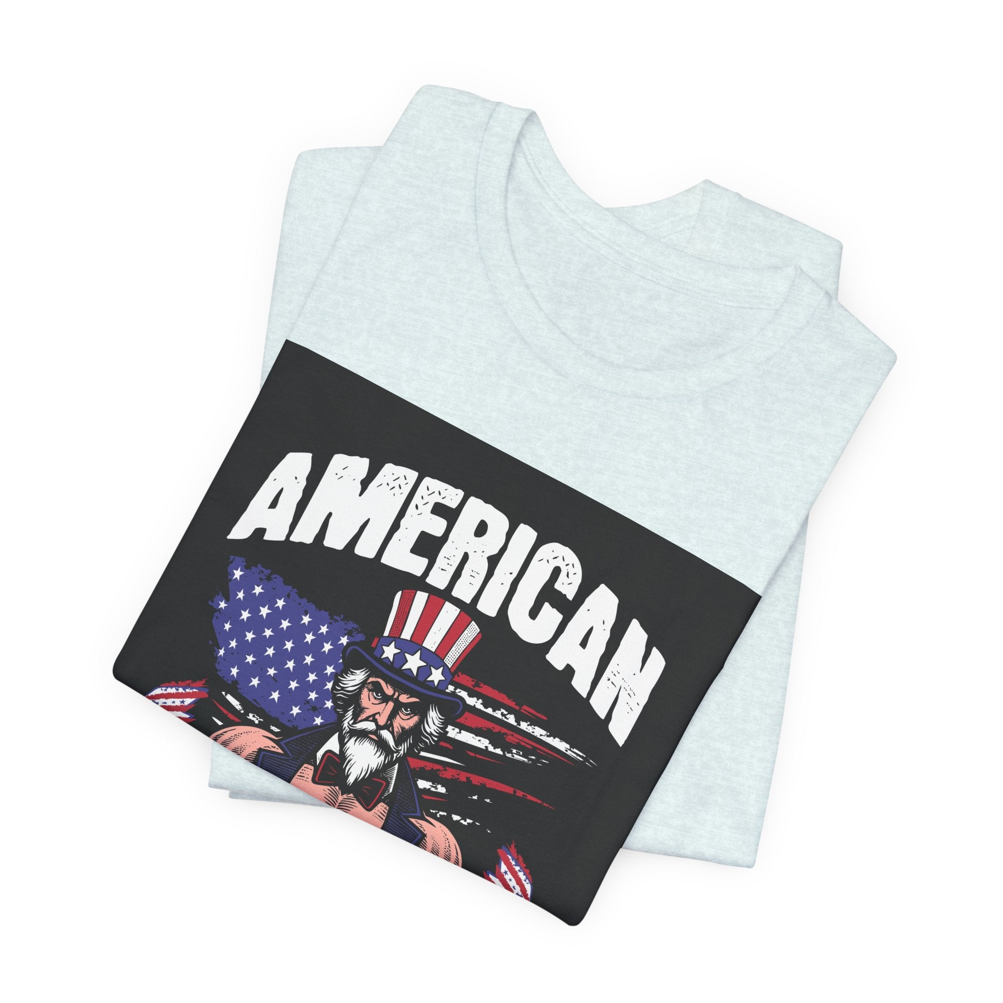 Patriot Power T-Shirt — American Flag Uncle Sam Muscle Graphic Tee