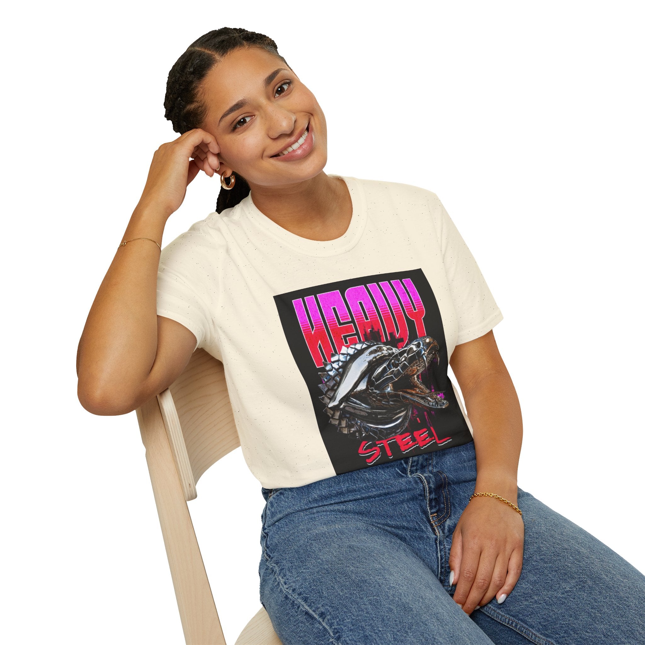 Heavy Steel T-Shirt — Retro Motorcycle Skull Graphic Tee
