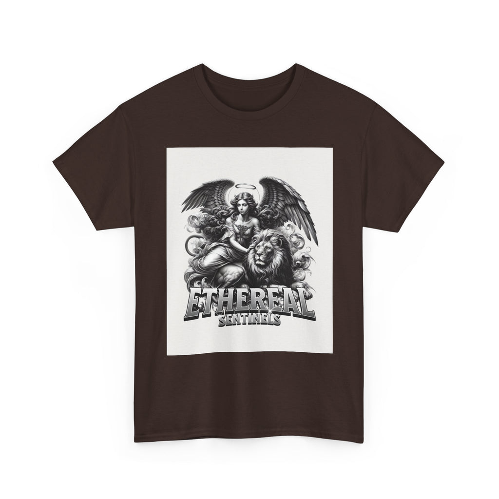 Angel & Lion Graphic Tee — "Ethereal" Vintage Gothic Streetwear