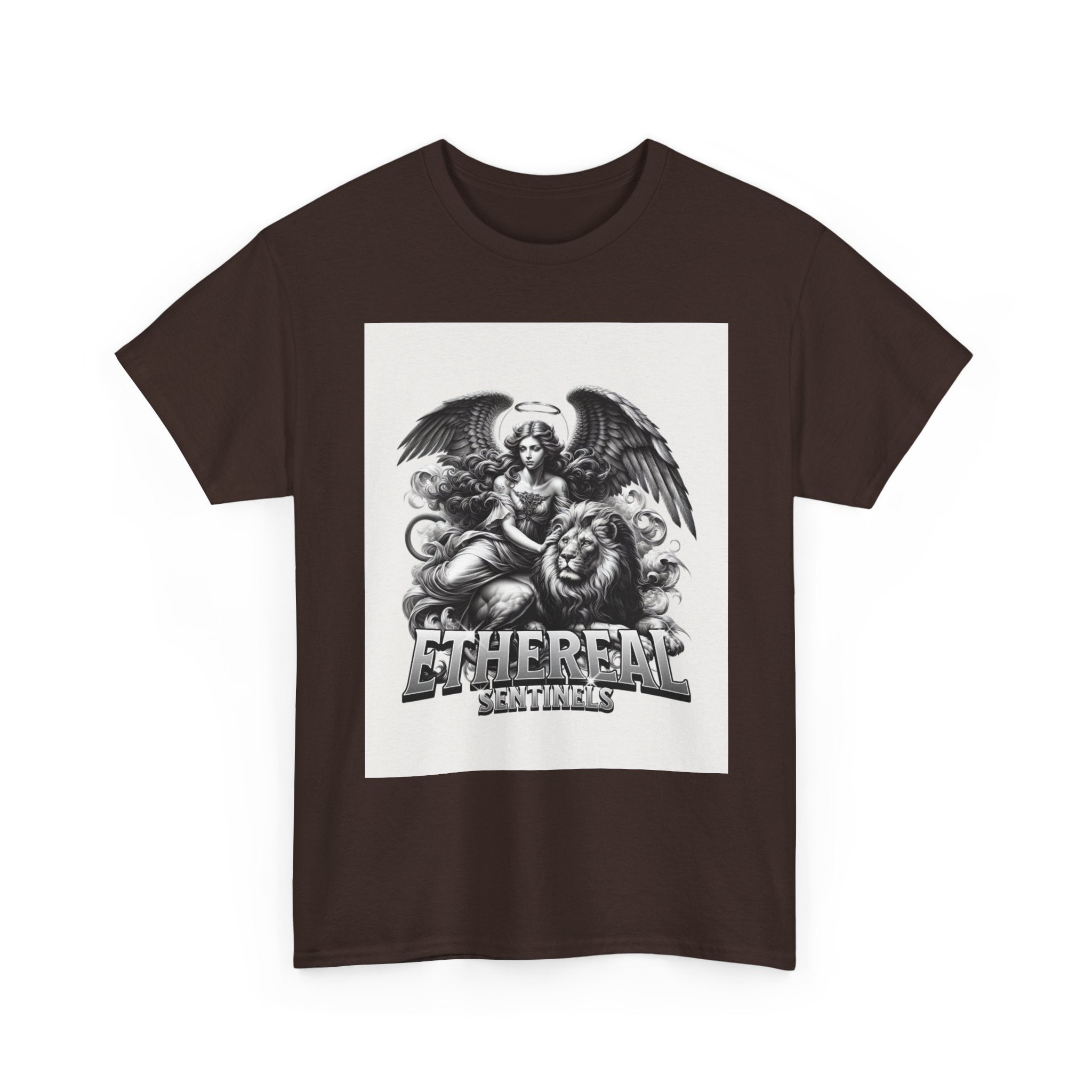 Angel & Lion Graphic Tee — "Ethereal" Vintage Gothic Streetwear