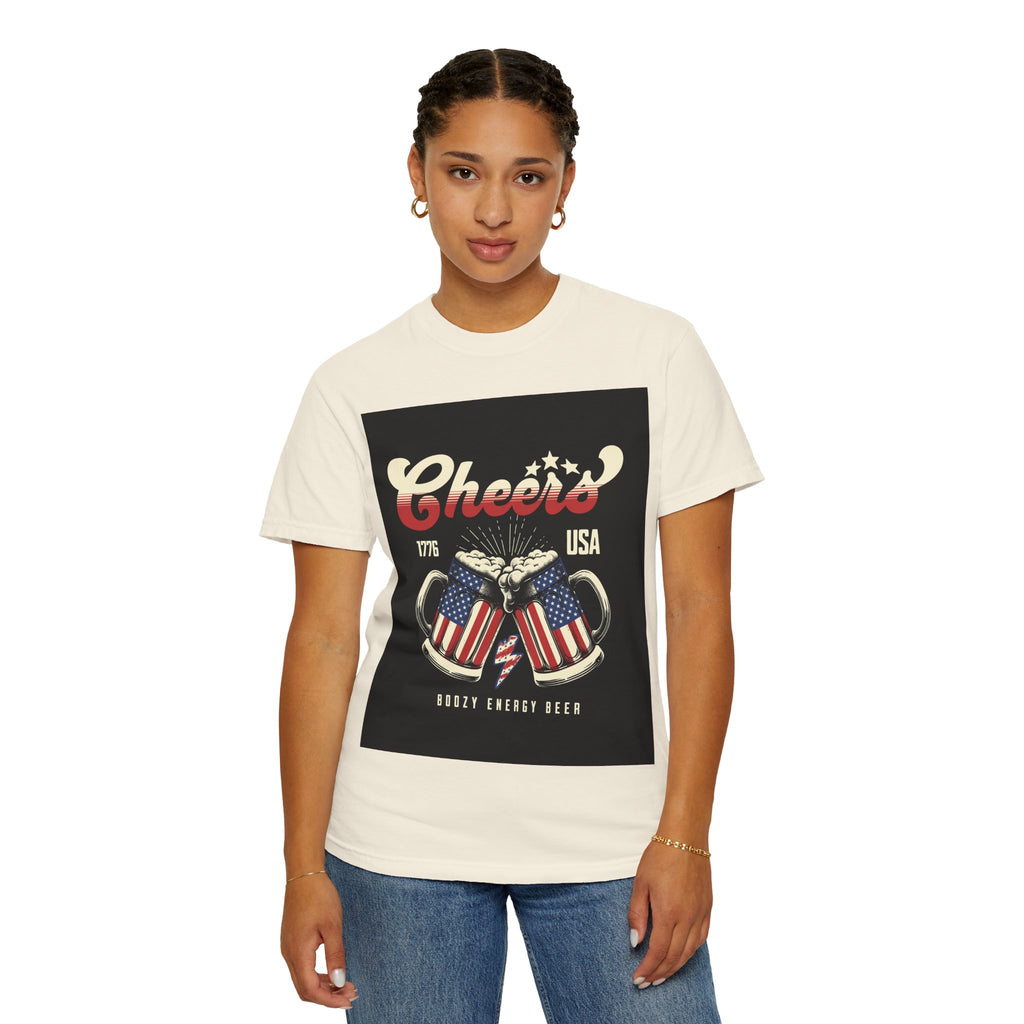 Cheers USA T-Shirt — Patriotic Beer Mugs Graphic Tee (1776)