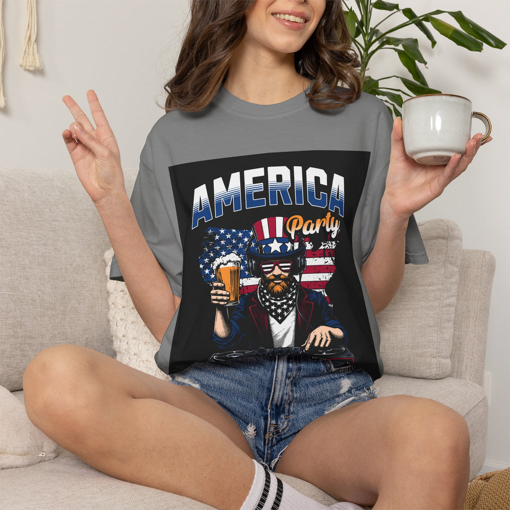 America Party T-Shirt — Cheers to Freedom 4th of July Patriotic Tee