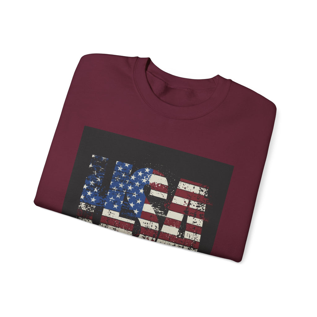 Made in America Flag Crewneck Sweatshirt — USA Vintage Patriotic Pullover