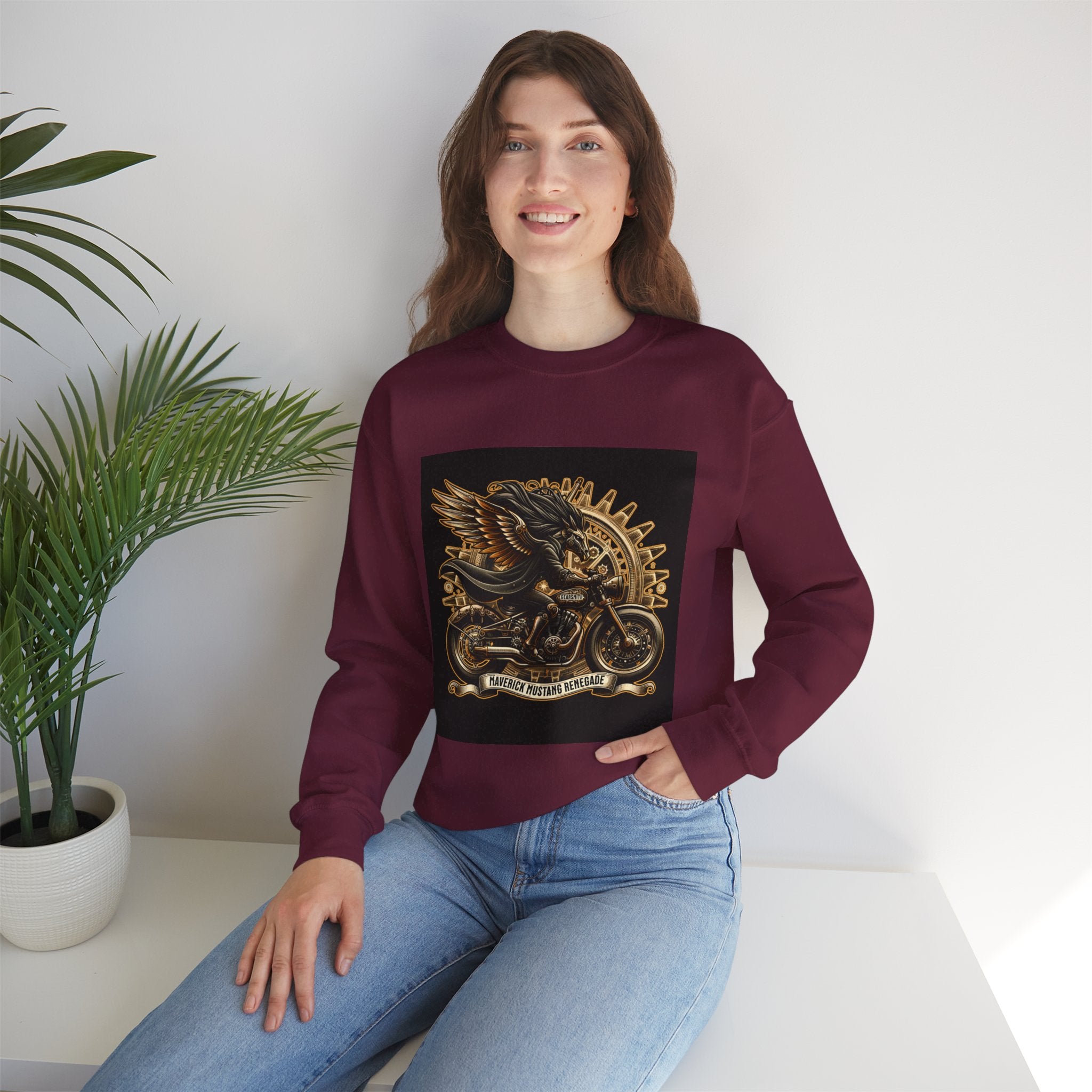 Motorcycle Eagle Crewneck Sweatshirt – "Liberty Rider" Vintage Biker Graphic