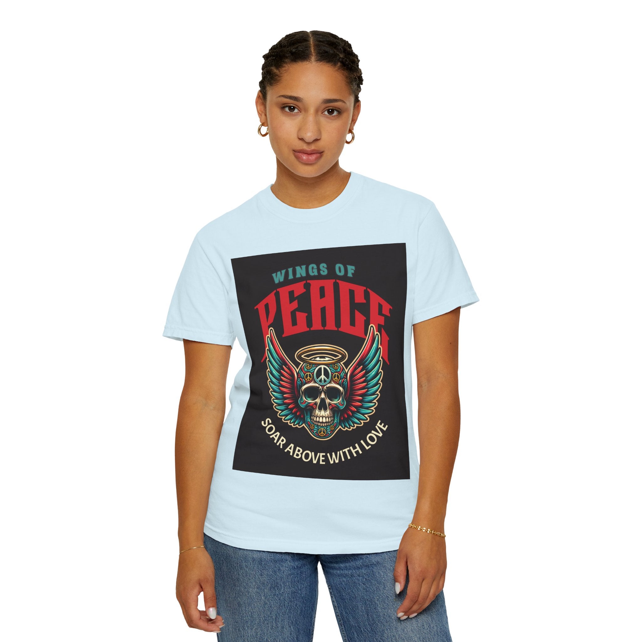Wings of Peace Skull T-Shirt — "Soar Above With Love" Vintage Graphic Tee
