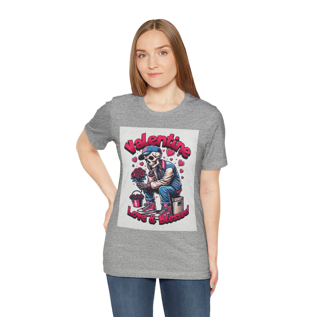 Valentine Skull T-Shirt – "Love & Blessed" Gothic Valentine Tee