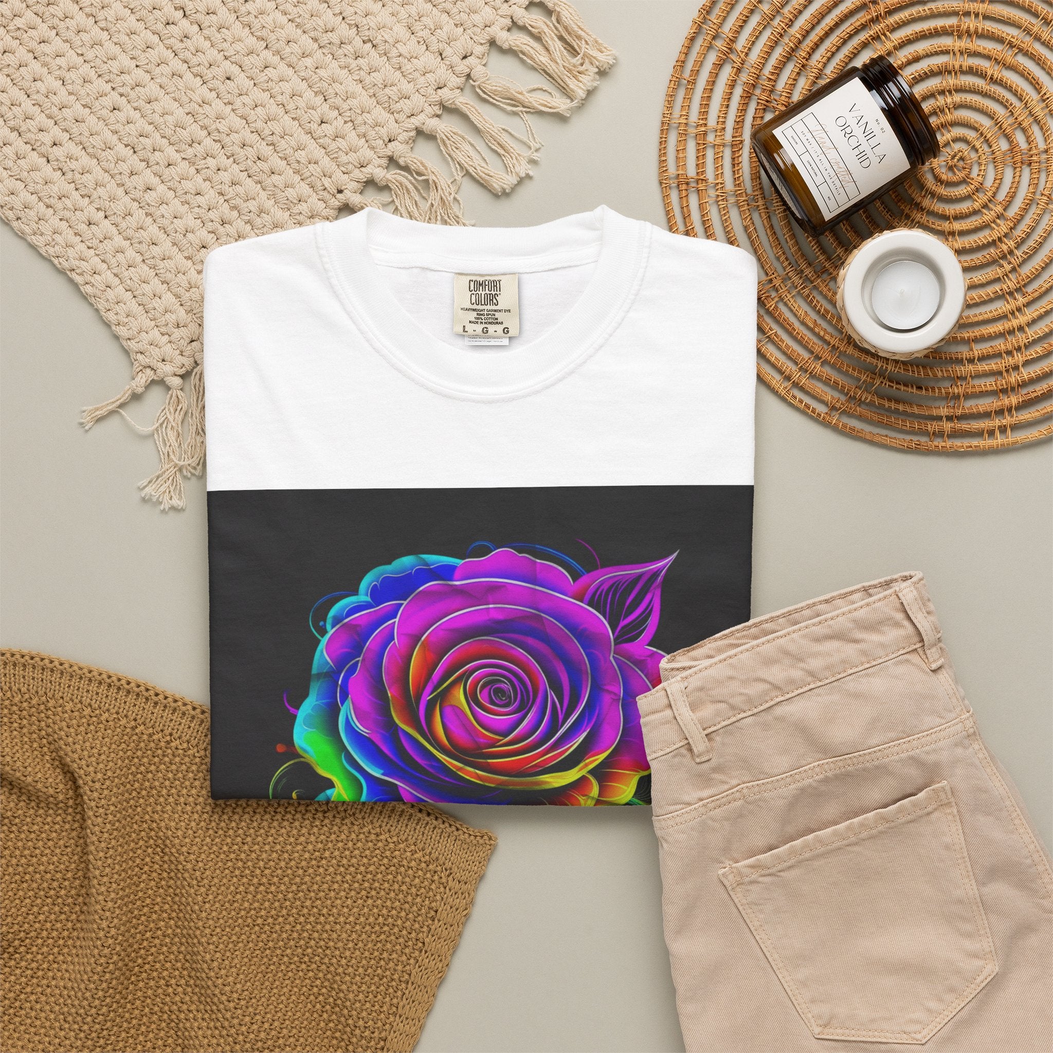 Fragrant Rainbow Rose T-Shirt — Vibrant Floral Graphic Tee