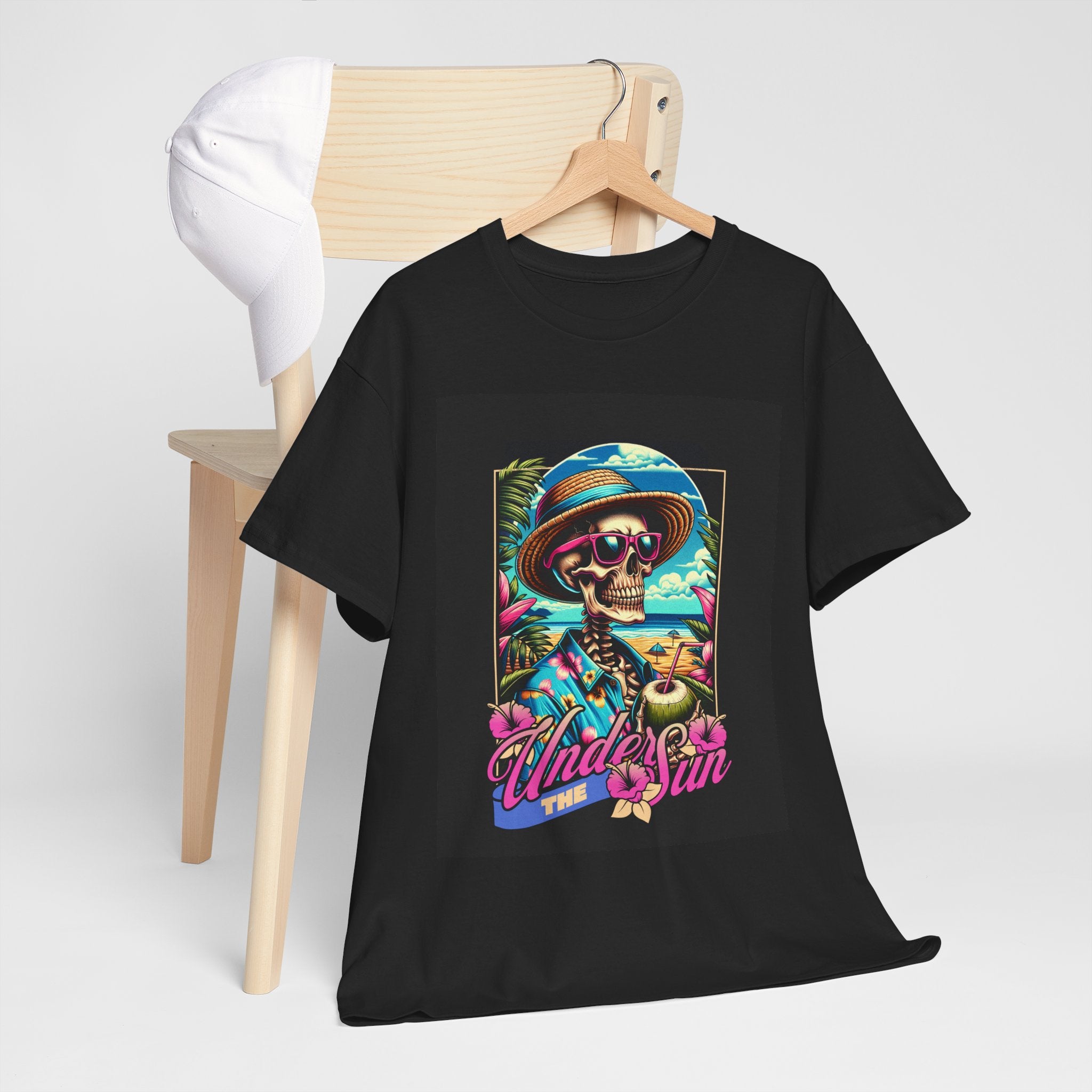Skull Beach Tee — "Under the Sun" Retro Surf Graphic T-Shirt