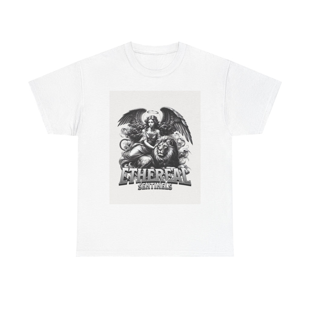 Angel & Lion Graphic Tee — "Ethereal" Vintage Gothic Streetwear