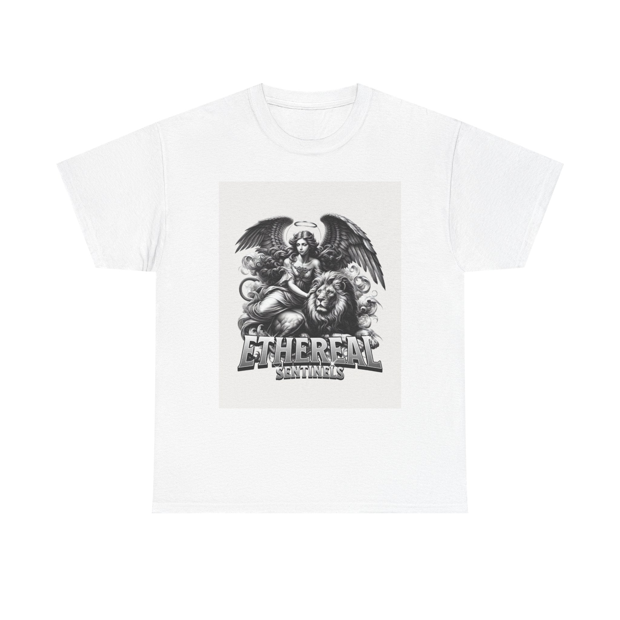 Angel & Lion Graphic Tee — "Ethereal" Vintage Gothic Streetwear