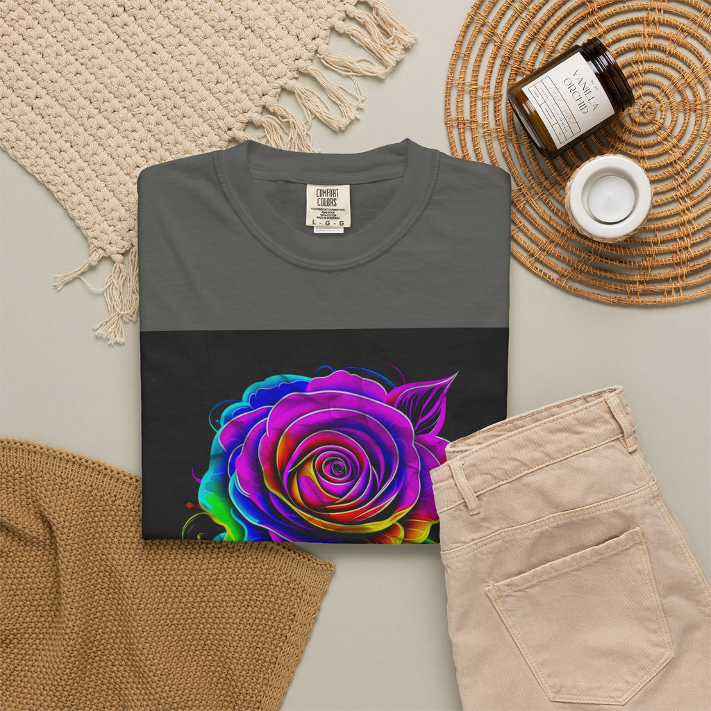 Fragrant Rainbow Rose T-Shirt — Vibrant Floral Graphic Tee