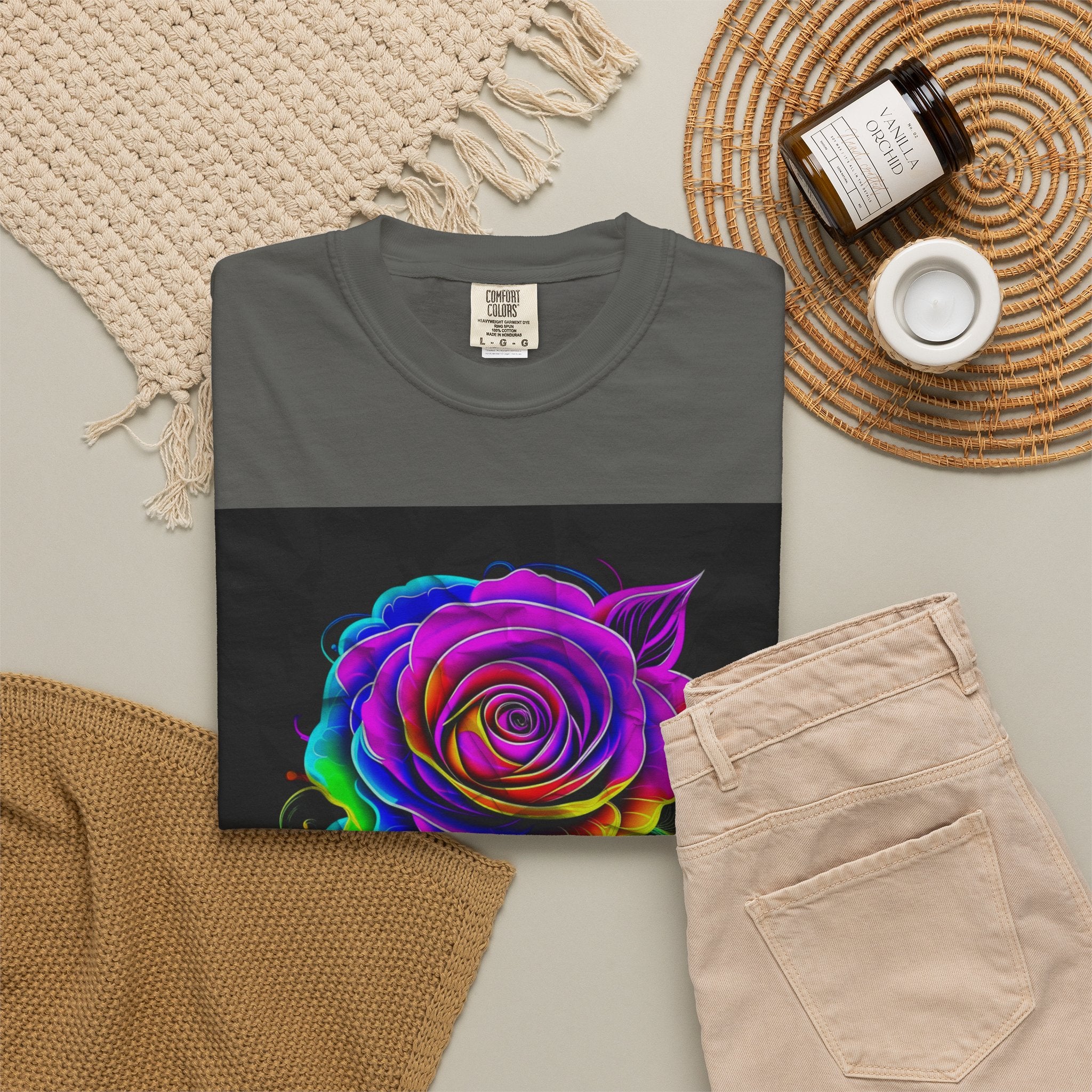 Fragrant Rainbow Rose T-Shirt — Vibrant Floral Graphic Tee