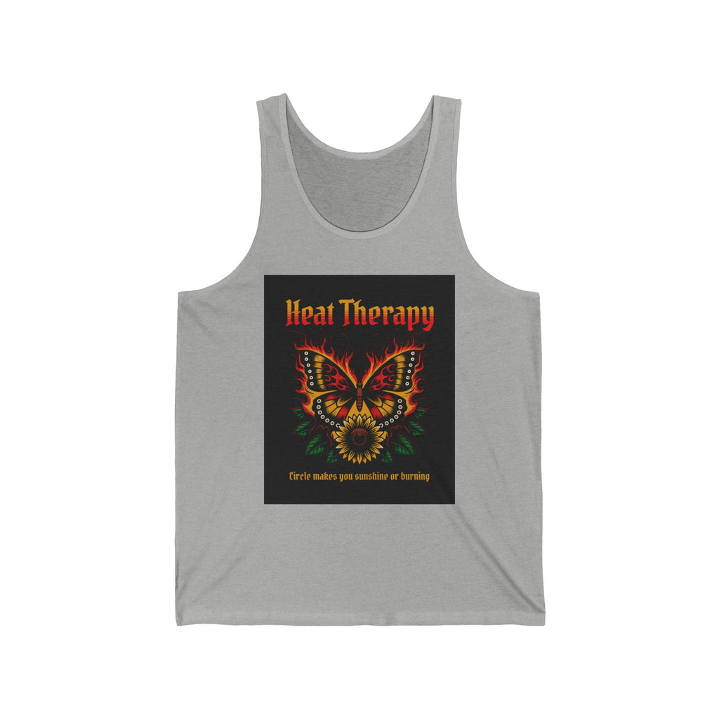 Heat Therapy Butterfly Tank Top — Retro Psychedelic Skull & Sun Design