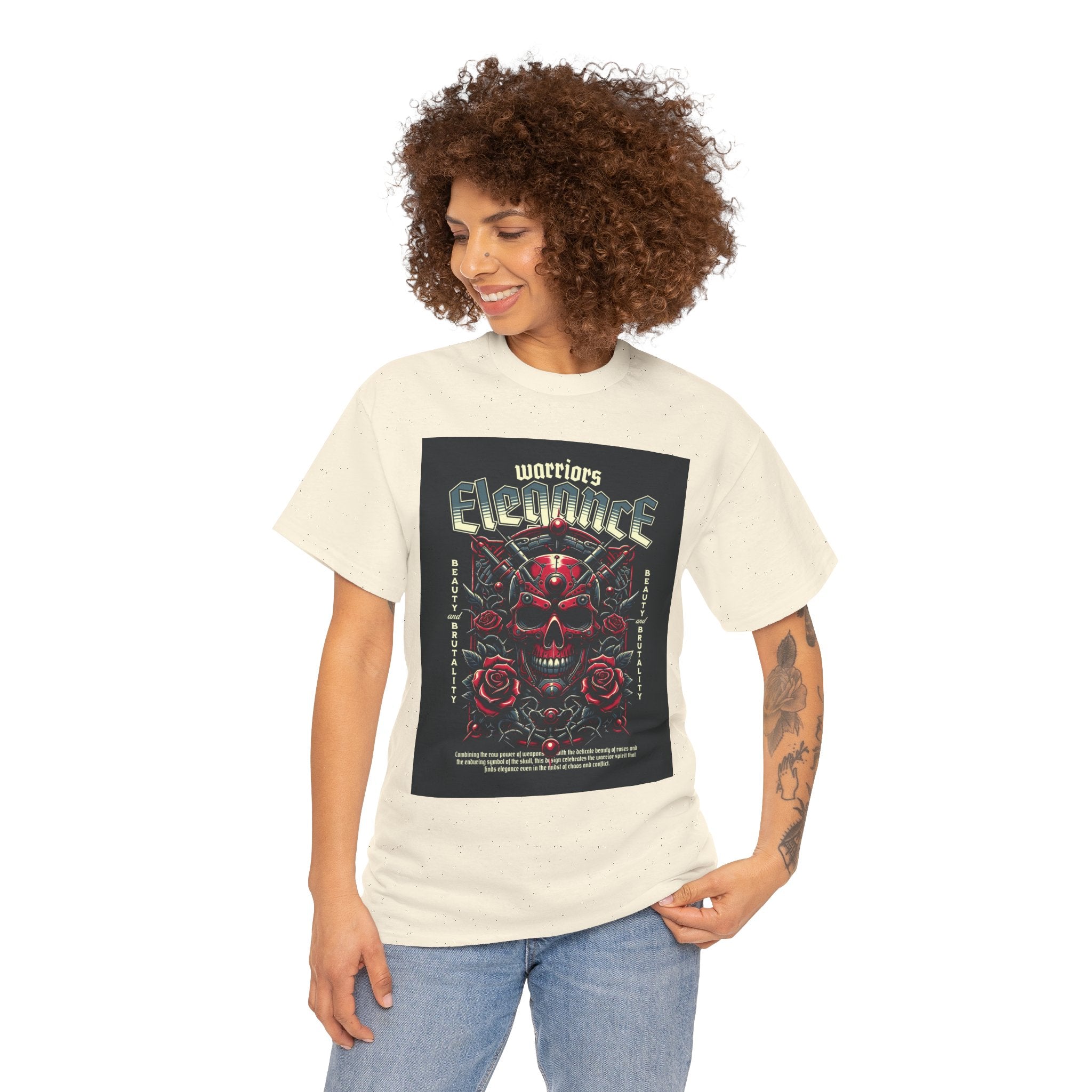 Warriors Electric Skull T‑Shirt — Red Skull & Roses Rock Graphic Tee