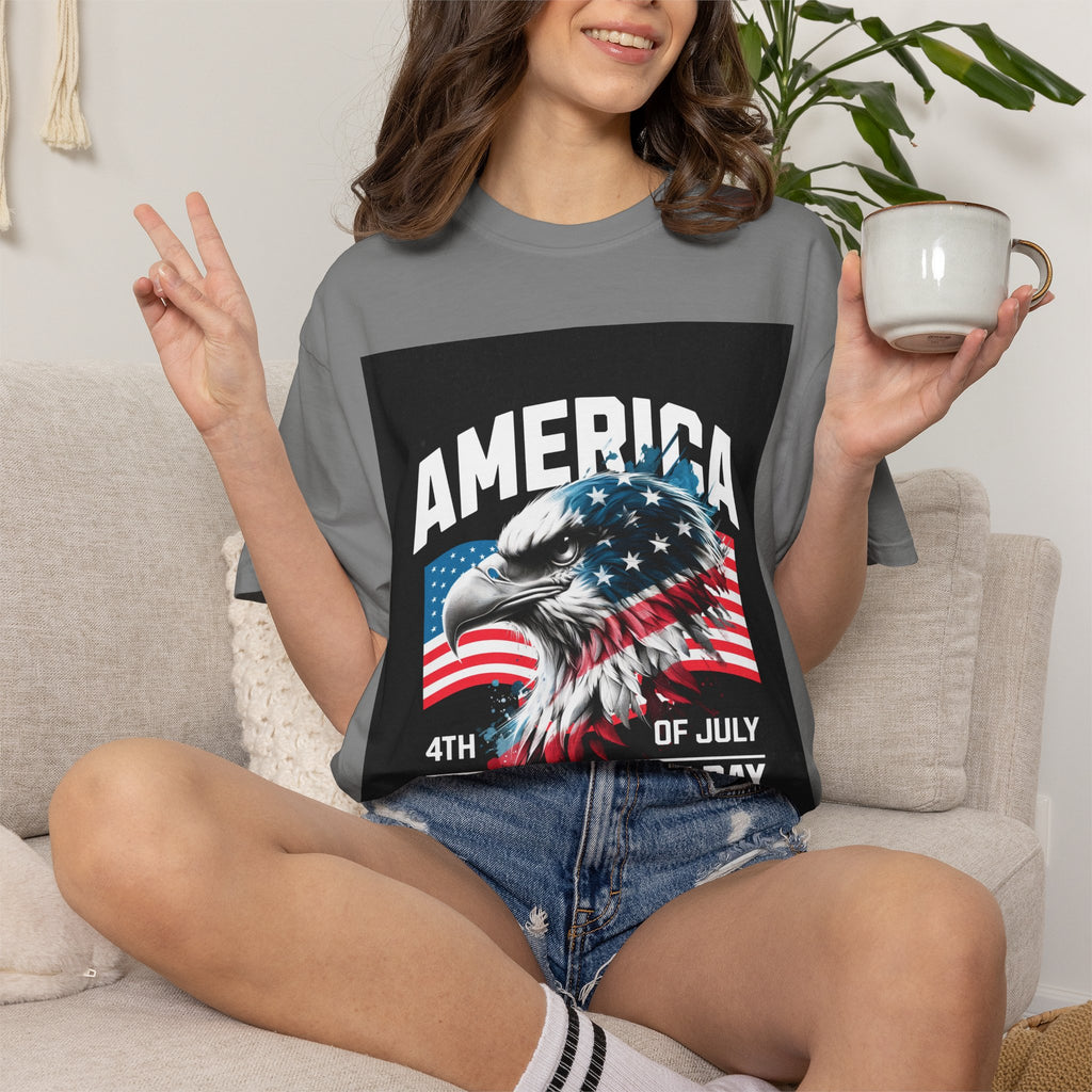 Independence Day T-shirt — 'America' Eagle Flag 4th of July Tee