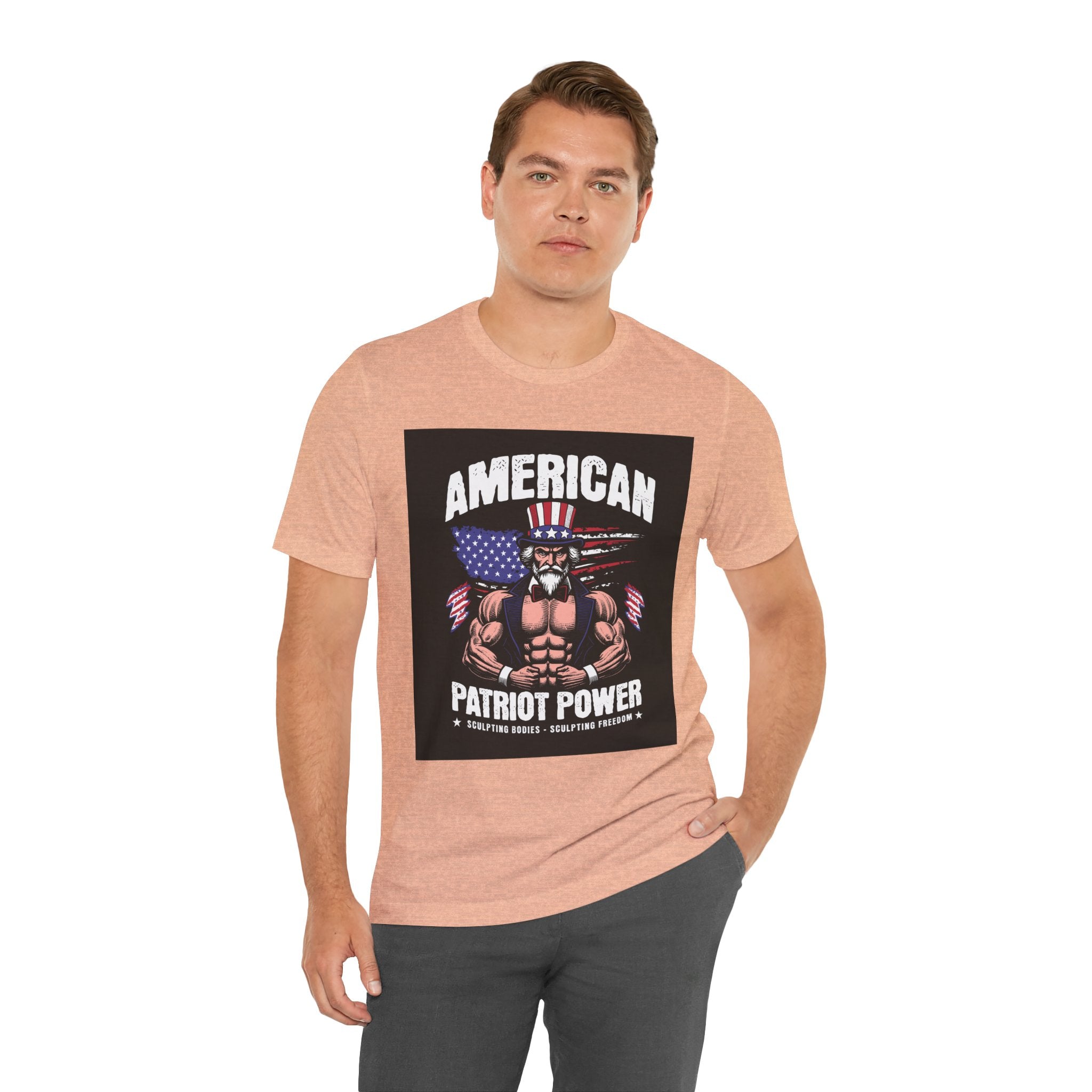 Patriot Power T-Shirt — American Flag Uncle Sam Muscle Graphic Tee