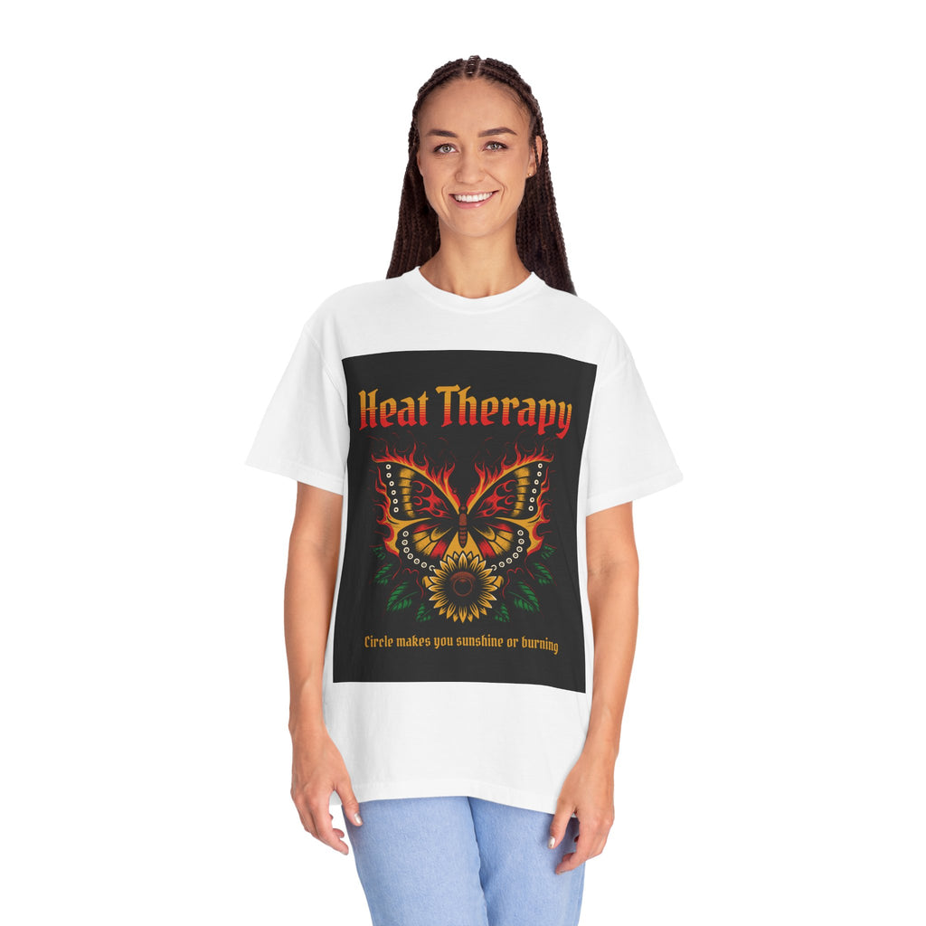 Heat Therapy Butterfly T-Shirt — Retro Floral Sunflower Design