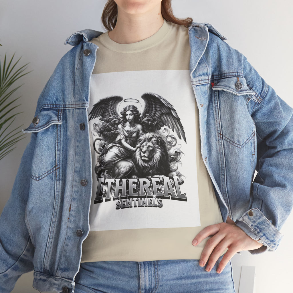 Angel & Lion Graphic Tee — "Ethereal" Vintage Gothic Streetwear