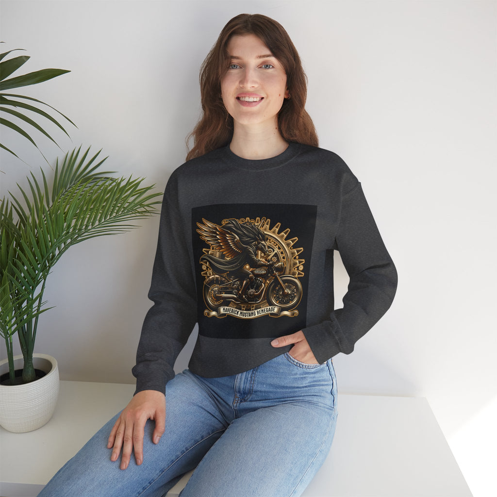Motorcycle Eagle Crewneck Sweatshirt – "Liberty Rider" Vintage Biker Graphic