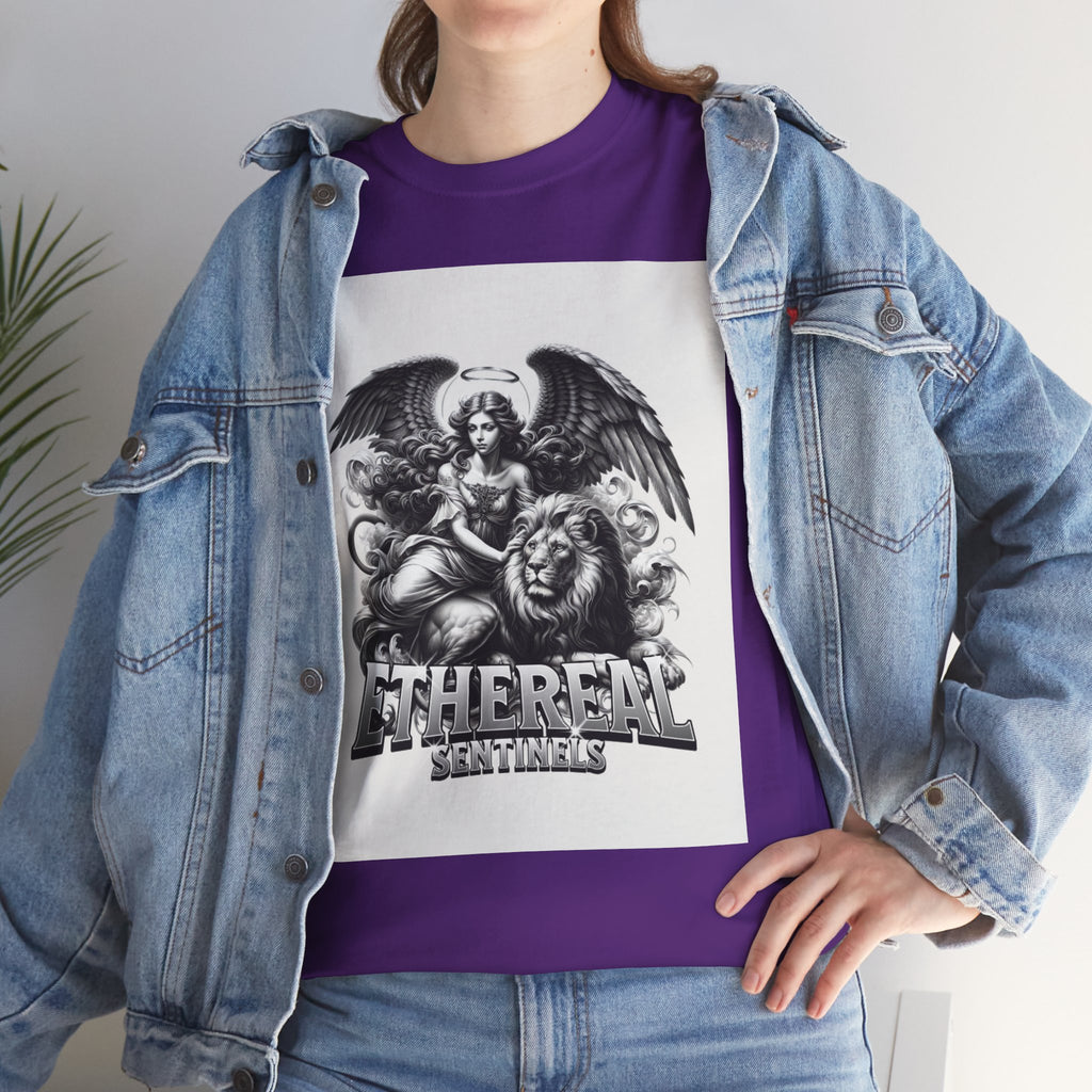 Angel & Lion Graphic Tee — "Ethereal" Vintage Gothic Streetwear